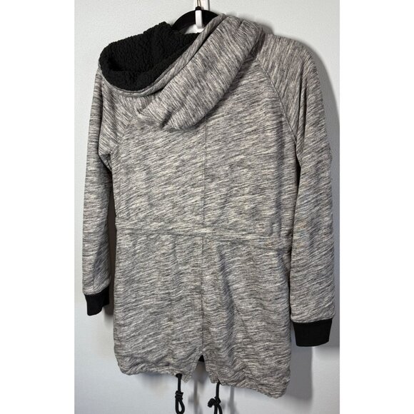 Abercrombie & Fitch Womens Quilted Sherpa Hooded Jacket Small Gray Fall Winter - Picture 2 of 13